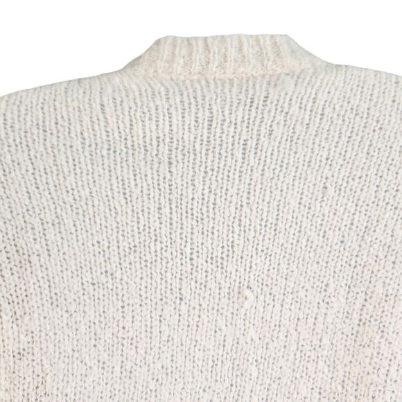 Brandy Melville Crop V-Neck Cable Knit Wool Blend Sweater-Ivory-Italy-Preppy-S-M - Picture 7 of 12